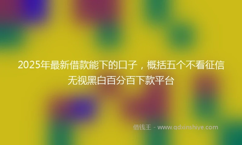 2025年最新借款能下的口子，概括五个不看征信无视黑白百分百下款平台