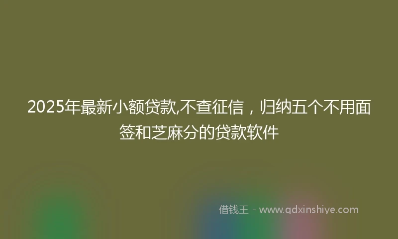 2025年最新小额贷款,不查征信，归纳五个不用面签和芝麻分的贷款软件