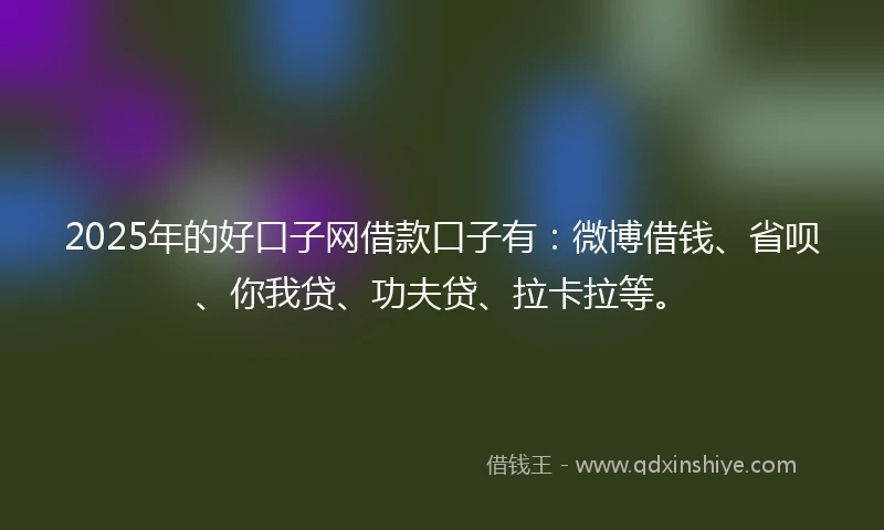 2025年的好口子网借款口子有：微博借钱、省呗、你我贷、功夫贷、拉卡拉等。