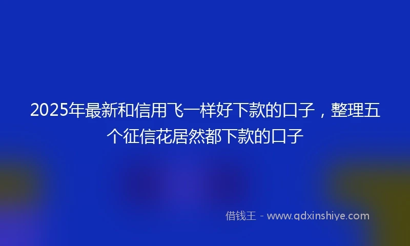 2025年最新和信用飞一样好下款的口子，整理五个征信花居然都下款的口子