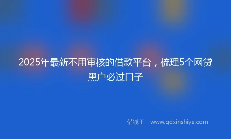 2025年最新不用审核的借款平台，梳理5个网贷黑户必过口子