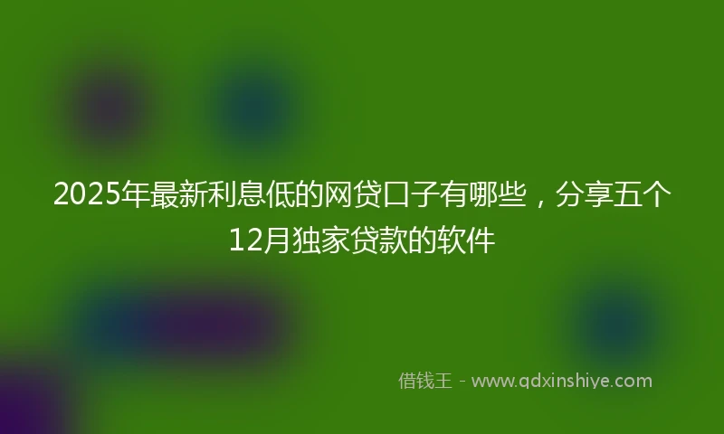 2025年最新利息低的网贷口子有哪些，分享五个12月独家贷款的软件
