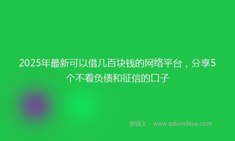 2025年最新可以借几百块钱的网络平台，分享5个不看负债和征信的口子