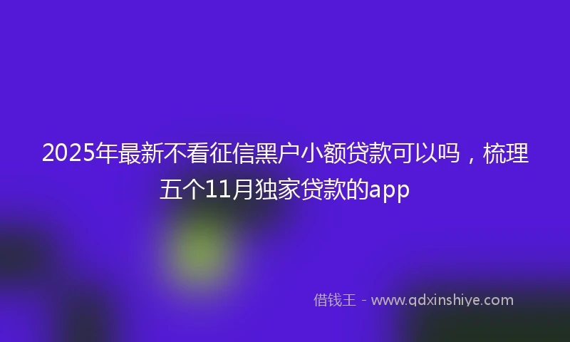 2025年最新不看征信黑户小额贷款可以吗，梳理五个11月独家贷款的app