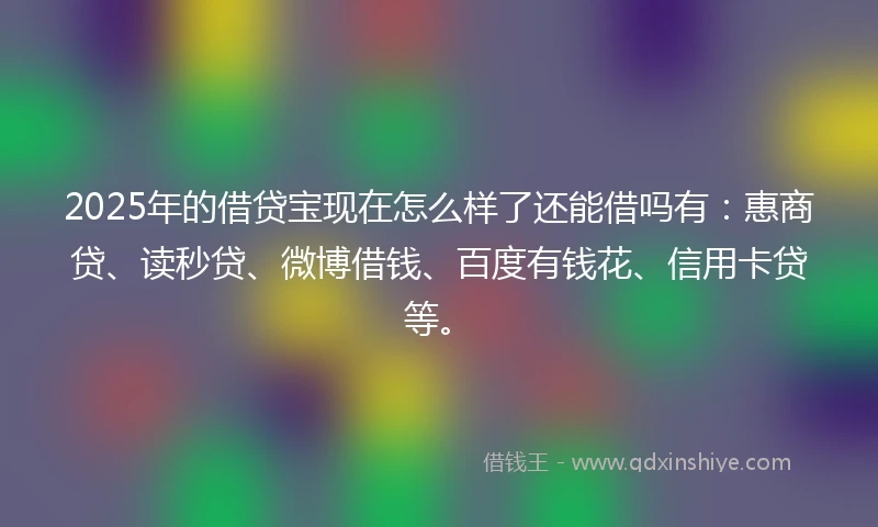 2025年的借贷宝现在怎么样了还能借吗有：惠商贷、读秒贷、微博借钱、百度有钱花、信用卡贷等。
