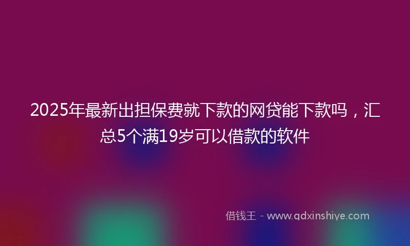 2025年最新出担保费就下款的网贷能下款吗，汇总5个满19岁可以借款的软件