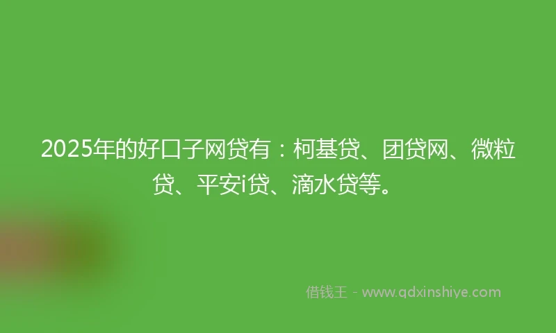 2025年的好口子网贷有：柯基贷、团贷网、微粒贷、平安i贷、滴水贷等。