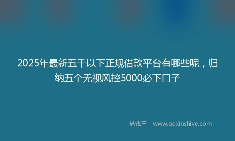 2025年最新五千以下正规借款平台有哪些呢，归纳五个无视风控5000必下口子