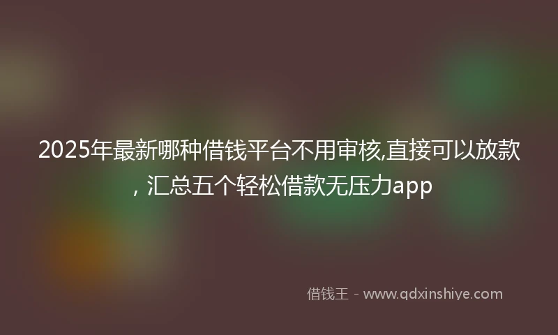 2025年最新哪种借钱平台不用审核,直接可以放款，汇总五个轻松借款无压力app