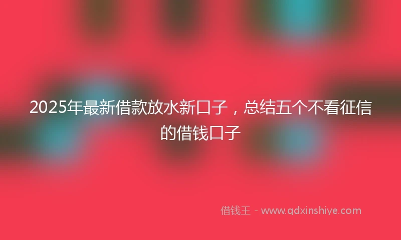 2025年最新借款放水新口子，总结五个不看征信的借钱口子