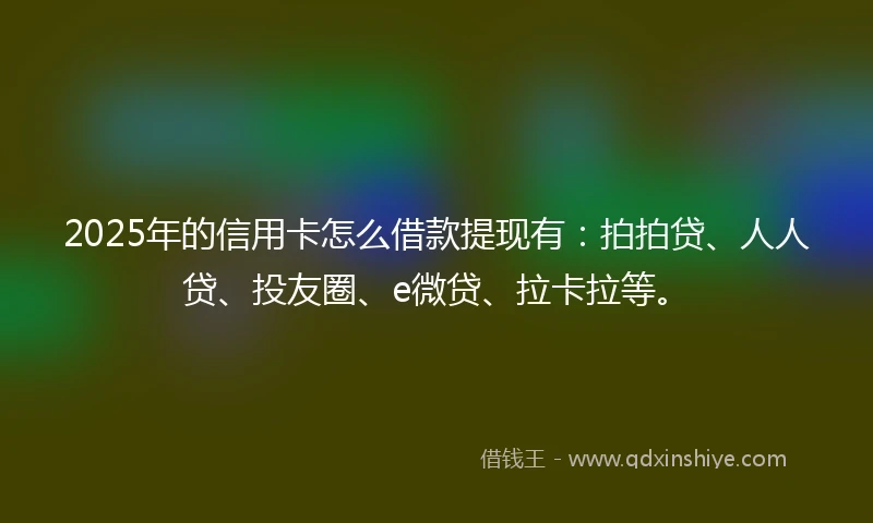 2025年的信用卡怎么借款提现有：拍拍贷、人人贷、投友圈、e微贷、拉卡拉等。