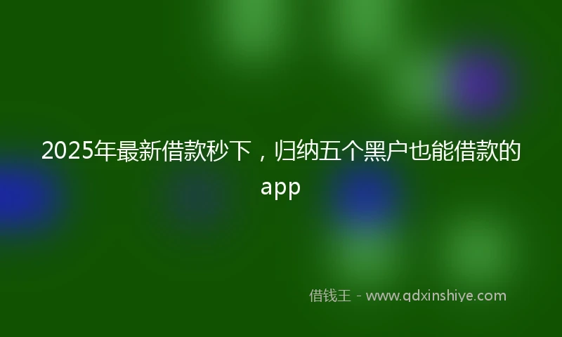 2025年最新借款秒下，归纳五个黑户也能借款的app