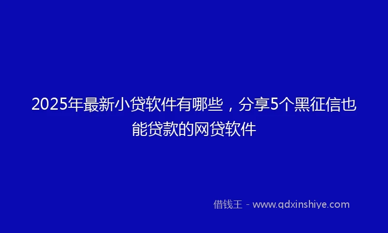 2025年最新小贷软件有哪些，分享5个黑征信也能贷款的网贷软件