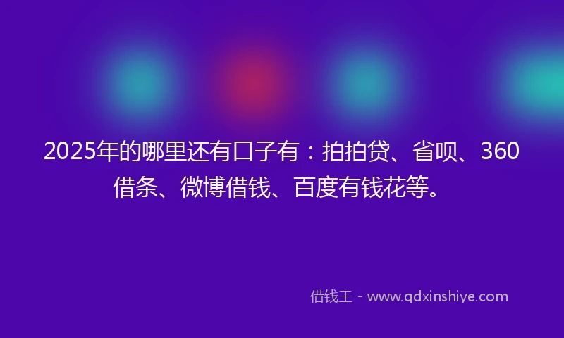 2025年的哪里还有口子有：拍拍贷、省呗、360借条、微博借钱、百度有钱花等。