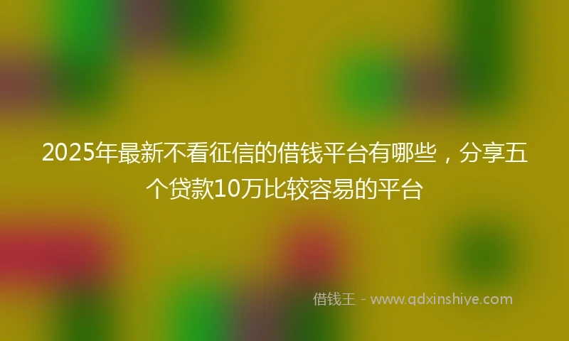 2025年最新不看征信的借钱平台有哪些，分享五个贷款10万比较容易的平台