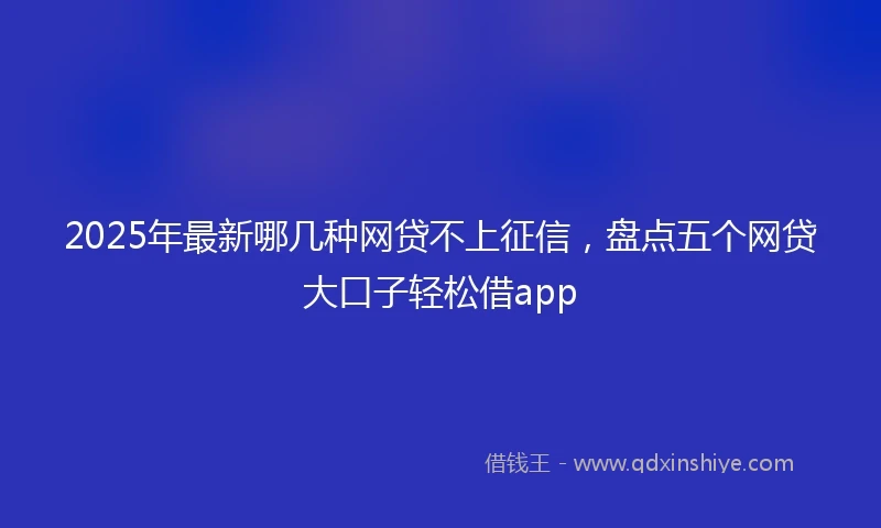 2025年最新哪几种网贷不上征信，盘点五个网贷大口子轻松借app