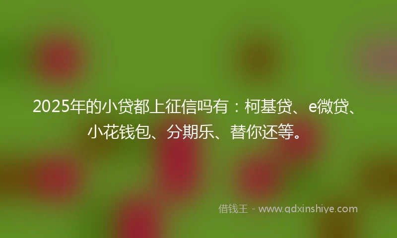 2025年的小贷都上征信吗有：柯基贷、e微贷、小花钱包、分期乐、替你还等。
