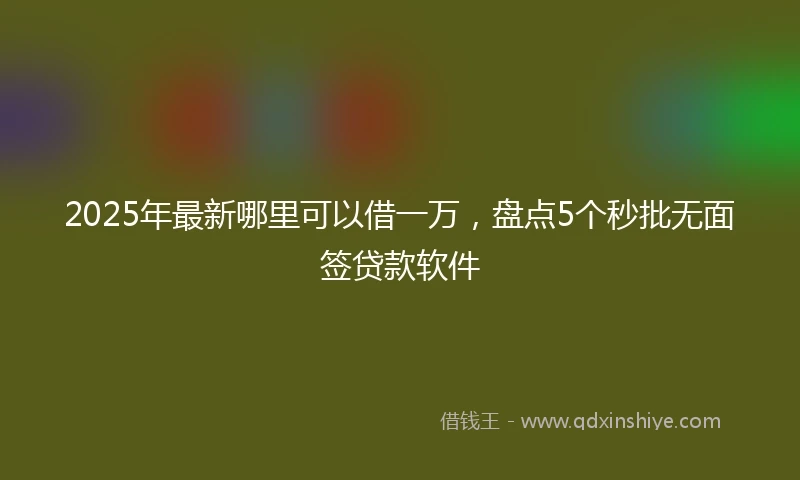 2025年最新哪里可以借一万，盘点5个秒批无面签贷款软件