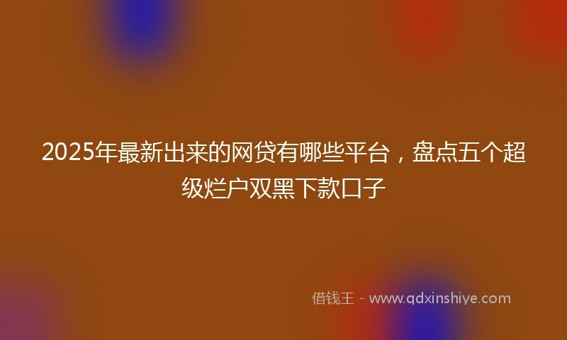 2025年最新出来的网贷有哪些平台，盘点五个超级烂户双黑下款口子