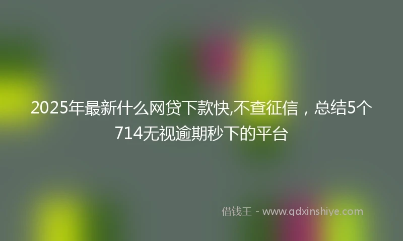 2025年最新什么网贷下款快,不查征信，总结5个714无视逾期秒下的平台