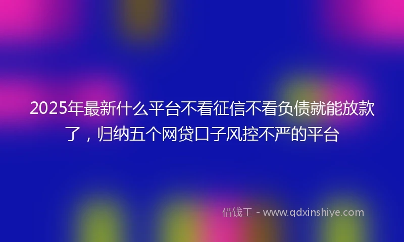 2025年最新什么平台不看征信不看负债就能放款了，归纳五个网贷口子风控不严的平台