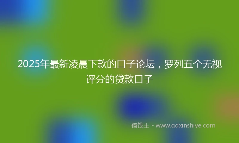 2025年最新凌晨下款的口子论坛，罗列五个无视评分的贷款口子