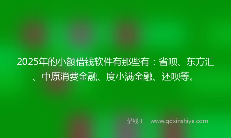 2025年的小额借钱软件有那些有：省呗、东方汇、中原消费金融、度小满金融、还呗等。