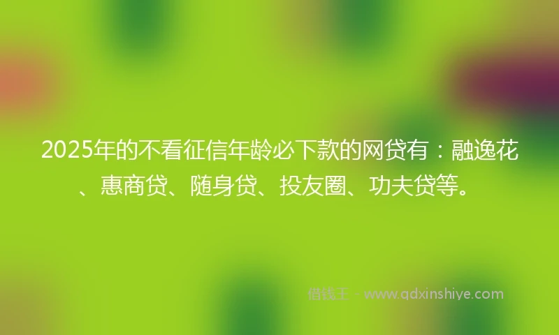 2025年的不看征信年龄必下款的网贷有：融逸花、惠商贷、随身贷、投友圈、功夫贷等。