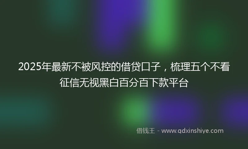 2025年最新不被风控的借贷口子，梳理五个不看征信无视黑白百分百下款平台