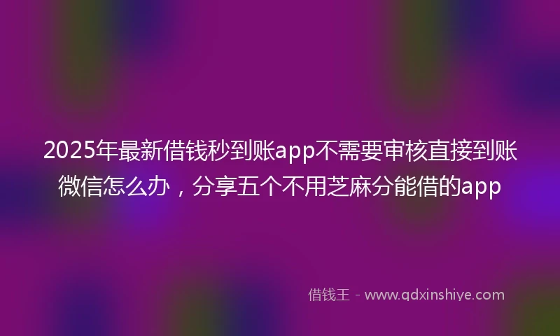 2025年最新借钱秒到账app不需要审核直接到账微信怎么办，分享五个不用芝麻分能借的app