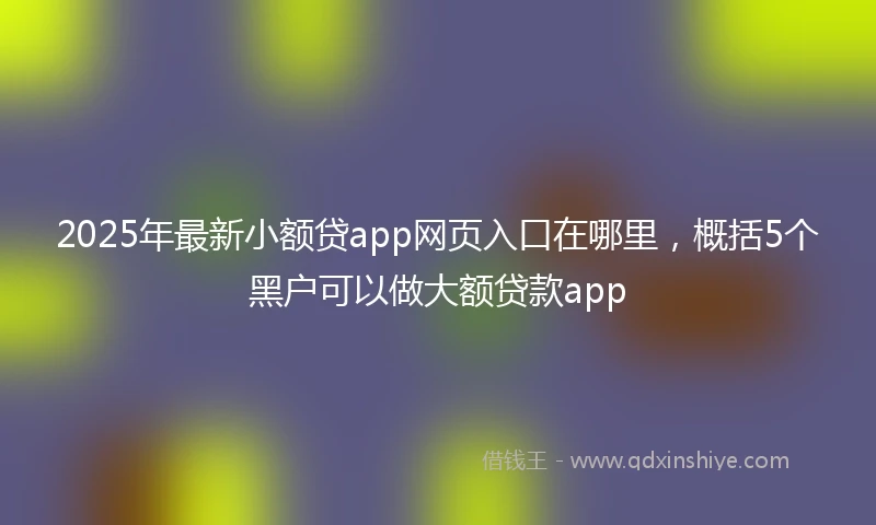2025年最新小额贷app网页入口在哪里，概括5个黑户可以做大额贷款app