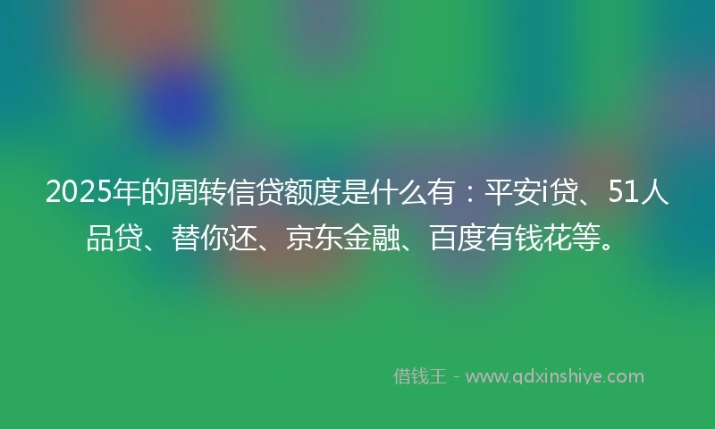 2025年的周转信贷额度是什么有：平安i贷、51人品贷、替你还、京东金融、百度有钱花等。