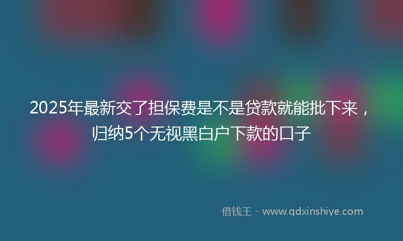 2025年最新交了担保费是不是贷款就能批下来，归纳5个无视黑白户下款的口子