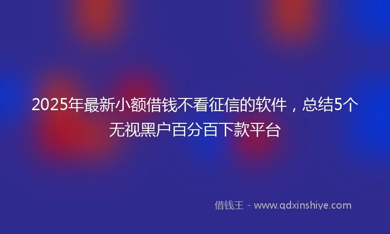 2025年最新小额借钱不看征信的软件，总结5个无视黑户百分百下款平台