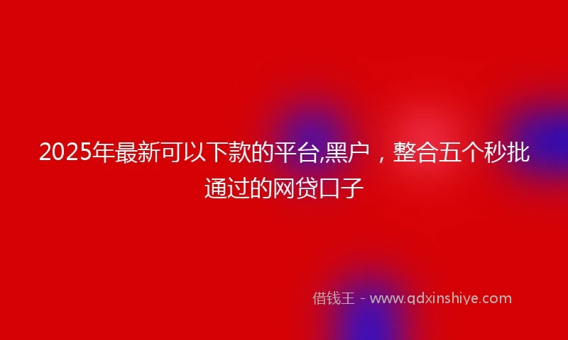 2025年最新可以下款的平台,黑户，整合五个秒批通过的网贷口子