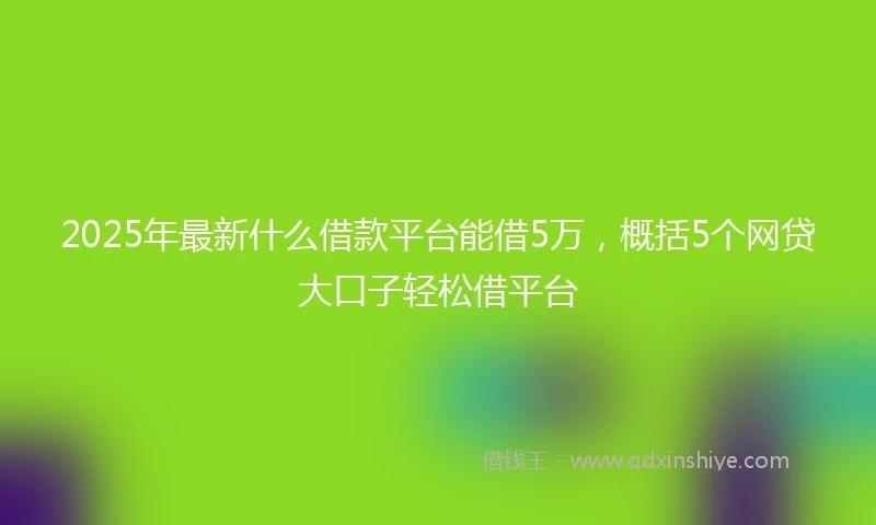 2025年最新什么借款平台能借5万，概括5个网贷大口子轻松借平台