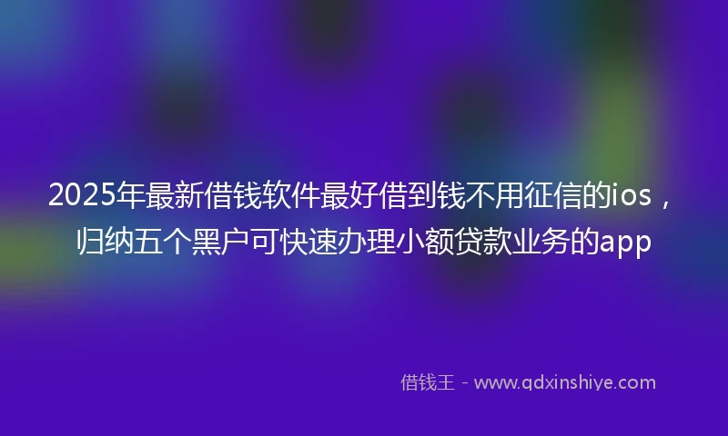2025年最新借钱软件最好借到钱不用征信的ios，归纳五个黑户可快速办理小额贷款业务的app