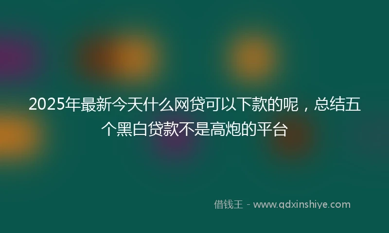2025年最新今天什么网贷可以下款的呢，总结五个黑白贷款不是高炮的平台