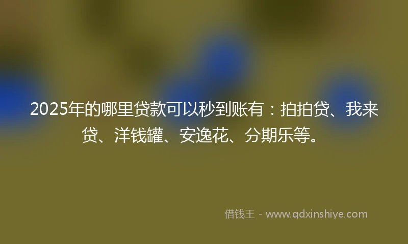 2025年的哪里贷款可以秒到账有：拍拍贷、我来贷、洋钱罐、安逸花、分期乐等。