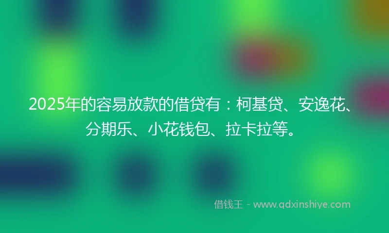 2025年的容易放款的借贷有：柯基贷、安逸花、分期乐、小花钱包、拉卡拉等。