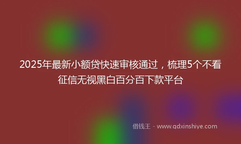2025年最新小额贷快速审核通过，梳理5个不看征信无视黑白百分百下款平台