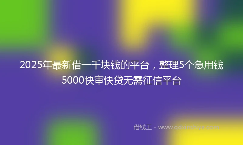 2025年最新借一千块钱的平台，整理5个急用钱5000快审快贷无需征信平台