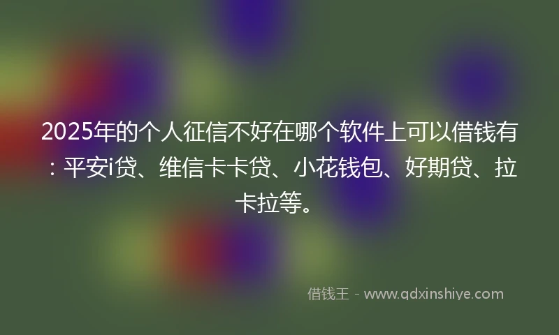 2025年的个人征信不好在哪个软件上可以借钱有：平安i贷、维信卡卡贷、小花钱包、好期贷、拉卡拉等。