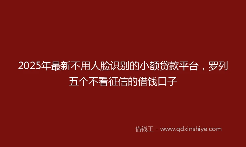 2025年最新不用人脸识别的小额贷款平台，罗列五个不看征信的借钱口子