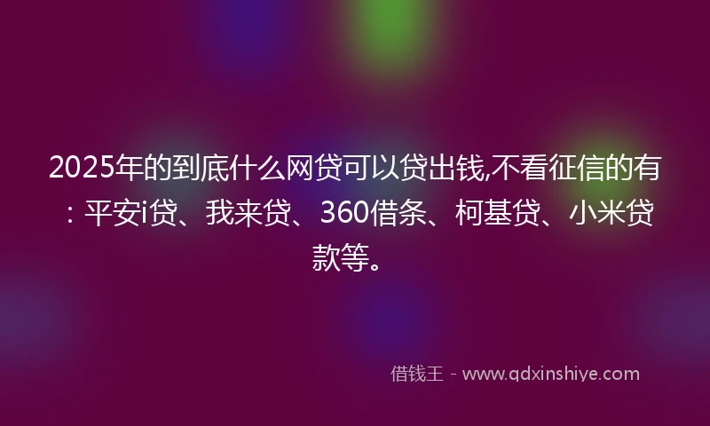 2025年的到底什么网贷可以贷出钱,不看征信的有：平安i贷、我来贷、360借条、柯基贷、小米贷款等。
