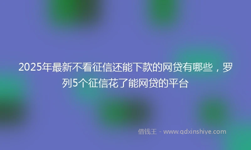 2025年最新不看征信还能下款的网贷有哪些，罗列5个征信花了能网贷的平台