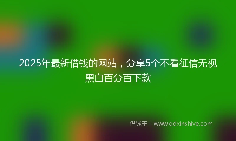 2025年最新借钱的网站，分享5个不看征信无视黑白百分百下款