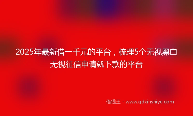 2025年最新借一千元的平台，梳理5个无视黑白无视征信申请就下款的平台