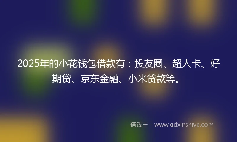 2025年的小花钱包借款有：投友圈、超人卡、好期贷、京东金融、小米贷款等。