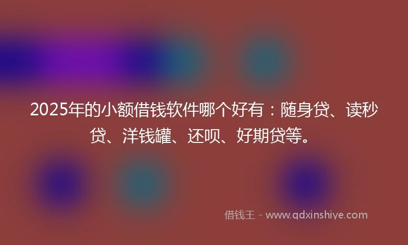2025年的小额借钱软件哪个好有：随身贷、读秒贷、洋钱罐、还呗、好期贷等。